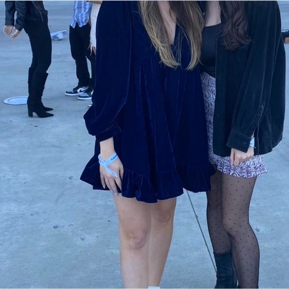 Free People Navy Blue Velvet Dress